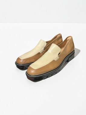 NEW Bernardo Studio Caleb Womens Two-Tone Brown White Leather Loafers Size 11